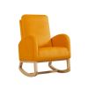 Rocking Chair Mid-Century Modern Rocking Armchair Upholstered Tall Back Accent Glider Rocker - Orange