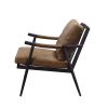 Anzan Accent Chair in Berham Chestnut Top Grain Leather &amp; Matt Iron Finish 59949 - as Pic