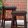 30" Bar Stool; Espresso Finish; Black Leather Seat