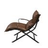 Zulgaz Accent Chair in Cocoa Top Grain Leather &amp; Matt Iron Finish 59951 - as Pic