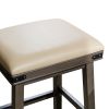 30" Bar Stool; Weathered Gray Finish; French Gray Leather Seat