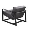 Locnos Accent Chair in Gray Top Grain Leather &amp; Black Finish 59944 - as Pic