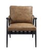 Anzan Accent Chair in Berham Chestnut Top Grain Leather &amp; Matt Iron Finish 59949 - as Pic