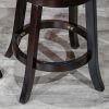 24" Counter Height X-Back Swivel Stool; Espresso Finish; Black Leather Seat