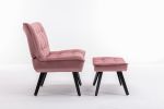 Modern Soft Velvet Fabric Material Large Width Accent Chair Leisure Chair Armchair TV Chair Bedroom Chair With Ottoman Black Legs  - Pink