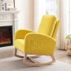 Rocking Chair Mid-Century Modern Rocking Armchair Upholstered Tall Back Accent Glider Rocker - Yellow