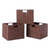 Tessa 3-Pc Woven Rope Basket Set, Foldable, Walnut