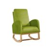 Rocking Chair Mid-Century Modern Rocking Armchair Upholstered Tall Back Accent Glider Rocker - Green