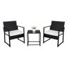 Free shipping 3 Pieces Patio Set Outdoor Wicker Patio Furniture Sets Modern Bistro Set Rattan Chair Conversation Sets with Coffee Table for Yard