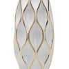 Elegant White Ceramic Vase with Gold Accents - Timeless Home Decor - as Pic