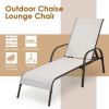 2 Pieces Outdoor Patio Lounge Chair Chaise Fabric with Adjustable Reclining Armrest - Gray