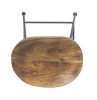 Mango Wood Saddle Seat Bar Stool With Iron Rod Legs; Brown and Black