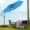 10 Feet Patio Solar Powered Cantilever Umbrella with Tilting System - Blue