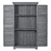 TOPMAX Wooden Garden Shed 3-tier Patio Storage Cabinet Outdoor Organizer Wooden Lockers with Fir Wood (Gray Wood Color)