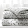 Printed Faux Rabbit Fur Throw; Lightweight Plush Cozy Soft Blanket; 60&quot; x 70&quot;; Grey Leopard - as Pic