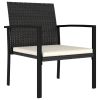 vidaXL Patio Dining Chairs 2 pcs Poly Rattan Black - Black