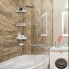 4-Tier Tension Corner Shower Caddy for Bathroom - Sliver