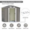 Patio 6ft x4ft Bike Shed Garden Shed; Metal Storage Shed with Adjustable Shelf and Lockable Door; Tool Cabinet with Vents and Foundation - Gray