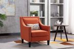 Accent armchair livingroom chair with nailheads and solid wood legs Orange Linen - Default