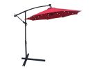 10 ft Outdoor Patio Umbrella Solar Powered LED Lighted 8 Ribs Umbrella with Crank and Cross Base for Garden Outside Deck Swimming Pool - Red