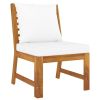 vidaXL 5 Piece Patio Lounge Set with Cushion Cream Solid Acacia Wood - Brown