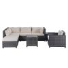 8 Piece Rattan Sectional Seating Group with Cushions, Patio Furniture Sets, Outdoor Wicker Sectional - Beige