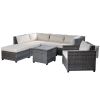 8 Piece Rattan Sectional Seating Group with Cushions, Patio Furniture Sets, Outdoor Wicker Sectional - Beige