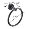 Towel Ring Matte Black; Bath Hand Towel Ring Thicken Space Aluminum Round Towel Holder for Bathroom - as Pic