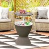 3 in 1 8 Gallon Patio Rattan Cooler Bar Table with Adjust Ice Bucket - brown