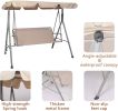 Bosonshop 3 Person Outdoor Porch Patio Swing Chair with Stand and Waterproof Canopy All Weather Resistant Swing Bench;  Beige - KM3450