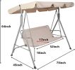 Bosonshop 3 Person Outdoor Porch Patio Swing Chair with Stand and Waterproof Canopy All Weather Resistant Swing Bench;  Beige - KM3450