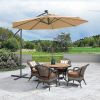 10 FT Solar LED Patio Outdoor Umbrella Hanging Cantilever Umbrella Offset Umbrella Easy Open Adustment with 24 LED Lights -taupe - W41917531