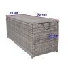 Outdoor Storage Box; 113 Gallon Wicker Patio Deck Boxes with Lid; Outdoor Cushion Storage Container Bin Chest for Kids Toys; Pillows; Towel Grey