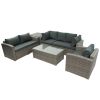 Patio Furniture Sets, 7-Piece Patio Wicker Sofa , Cushions, Chairs , a Loveseat , a Table and a Storage Box - Gray