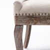 Furniture; Ultra Side Dining Chair;  Thickened fabric chairs with neutrally toned solid wood legs;  Bronze nail head;  Set of 2 - Beige