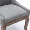 Furniture; Ultra Side Dining Chair;  Thickened fabric chairs with neutrally toned solid wood legs;  Bronze nail head;  Set of 2 - Gray