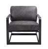 Locnos Accent Chair in Gray Top Grain Leather &amp; Black Finish 59944 - as Pic