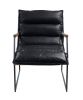 Luberzo Accent Chair in Distress Espresso Top Grain Leather &amp; Matt Iron Finish 59946 - as Pic