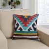 24 x 24 Square Handwoven Cotton Dhurrie Accent Throw Pillow; Aztec Kilim Pattern; Tassels; Multicolor - as Pic