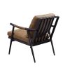 Anzan Accent Chair in Berham Chestnut Top Grain Leather &amp; Matt Iron Finish 59949 - as Pic