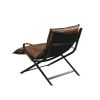 Zulgaz Accent Chair in Cocoa Top Grain Leather &amp; Matt Iron Finish 59951 - as Pic