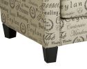 38 Inch Wood Accent Chair; Typography Print Beige Fabric - as Pic