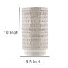 10 Inches Embossed Ceramic Vase; White; DunaWest - Default