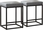 Backless Barstools Set of 2; 24" Modern Counter Height Stool Industrial Faux Leather Island Stool; Light Gray