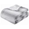 Printed Faux Rabbit Fur Throw; Lightweight Plush Cozy Soft Blanket; 50&quot; x 60&quot;; Grey Strip - as Pic