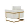 Modrest Prince Contemporary Cream &amp; Gold Fabric Accent Chair - as Pic