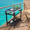 Outdoor Prep Cart Dining Table for Pizza Oven;  Patio Grilling Backyard BBQ Grill Cart - Black