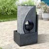 24.4inches Cascading Water Fountain with Led Lights Indoor/Outdoor Modern Sphere &amp; Column Water Feature