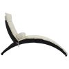 Patio Wicker Sun Lounger; PE Rattan Foldable Chaise Lounger with Removable Cushion and Bolster Pillow; Black Wicker and Beige Cushion (2 sets) - Beige