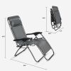 Zero Gravity Patio Adjustable Folding Reclining Chair with Pillow, 2PC Grey - KM0684-G